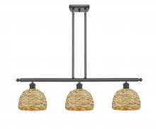  516-3I-OB-RBD-8-NAT - Woven Rattan - 3 Light - 36 inch - Oil Rubbed Bronze - Multi Pendant