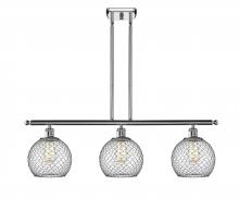  516-3I-PC-G122-8CBK - Farmhouse Chicken Wire - 3 Light - 36 inch - Polished Chrome - Cord hung - Island Light