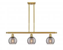  516-3I-SG-G1213-6SM - Athens Deco Swirl - 3 Light - 36 inch - Satin Gold - Cord hung - Island Light