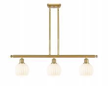  516-3I-SG-G1217-6WV - White Venetian - 3 Light - 36 inch - Satin Gold - Stem Hung - Island Light