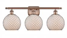  516-3W-AC-G121-8CBK - Farmhouse Chicken Wire - 3 Light - 28 inch - Antique Copper - Bath Vanity Light