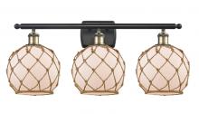  516-3W-BAB-G121-8RB - Farmhouse Rope - 3 Light - 28 inch - Black Antique Brass - Bath Vanity Light