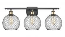  516-3W-BAB-G122-8CBK - Farmhouse Chicken Wire - 3 Light - 28 inch - Black Antique Brass - Bath Vanity Light