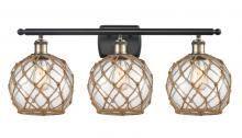  516-3W-BAB-G122-8RB - Farmhouse Rope - 3 Light - 28 inch - Black Antique Brass - Bath Vanity Light