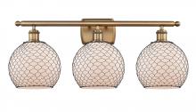  516-3W-BB-G121-8CBK - Farmhouse Chicken Wire 3 Light Bath Vanity Light