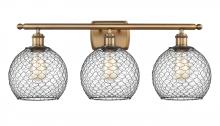  516-3W-BB-G122-8CBK - Farmhouse Chicken Wire - 3 Light - 28 inch - Brushed Brass - Bath Vanity Light