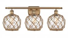  516-3W-BB-G122-8RB - Farmhouse Rope - 3 Light - 28 inch - Brushed Brass - Bath Vanity Light