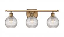  516-3W-BB-G122C-6CL - Athens - 3 Light - 26 inch - Brushed Brass - Bath Vanity Light