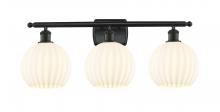  516-3W-BK-G1217-8WV - White Venetian - 3 Light - 28 inch - Matte Black - Bath Vanity Light