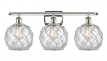  516-3W-PN-G122-8RW - Farmhouse Rope - 3 Light - 28 inch - Polished Nickel - Bath Vanity Light