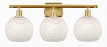  516-3W-SG-G1216-8WM - White Mouchette - 3 Light - 28 inch - Satin Gold - Bath Vanity Light