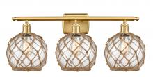  516-3W-SG-G122-8RB - Farmhouse Rope - 3 Light - 28 inch - Satin Gold - Bath Vanity Light