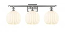  516-3W-SN-G1217-8WV - White Venetian - 3 Light - 28 inch - Brushed Satin Nickel - Bath Vanity Light