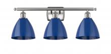  516-3W-SN-MBD-75-BL - Plymouth - 3 Light - 28 inch - Brushed Satin Nickel - Bath Vanity Light