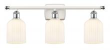  516-3W-WPC-G559-5GWH - Bridal Veil - 3 Light - 25 inch - White Polished Chrome - Bath Vanity Light