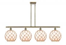  516-4I-AB-G121-10RB - Farmhouse Rope - 4 Light - 48 inch - Antique Brass - Cord hung - Island Light