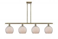  516-4I-AB-G121-8CBK - Farmhouse Chicken Wire - 4 Light - 48 inch - Antique Brass - Cord hung - Island Light