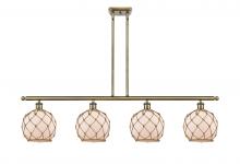  516-4I-AB-G121-8RB - Farmhouse Rope - 4 Light - 48 inch - Antique Brass - Cord hung - Island Light