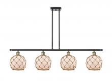  516-4I-BAB-G121-8RB - Farmhouse Rope - 4 Light - 48 inch - Black Antique Brass - Cord hung - Island Light