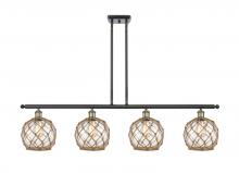  516-4I-BAB-G122-8RB - Farmhouse Rope - 4 Light - 48 inch - Black Antique Brass - Cord hung - Island Light