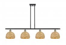  516-4I-BAB-RBD-8-NAT - Woven Rattan - 4 Light - 48 inch - Black Antique Brass - Multi Pendant