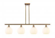  516-4I-BB-G1217-8WV - White Venetian - 4 Light - 48 inch - Brushed Brass - Stem Hung - Island Light