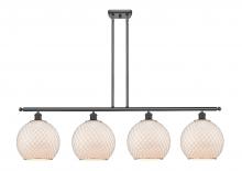  516-4I-BK-G121-10CSN - Farmhouse Chicken Wire - 4 Light - 48 inch - Matte Black - Cord hung - Island Light