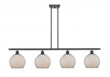  516-4I-BK-G121-8CBK - Farmhouse Chicken Wire - 4 Light - 48 inch - Matte Black - Cord hung - Island Light