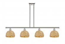  516-4I-PN-RBD-8-NAT - Woven Rattan - 4 Light - 48 inch - Polished Nickel - Multi Pendant