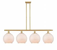  516-4I-SG-G121-10CSN - Farmhouse Chicken Wire - 4 Light - 48 inch - Satin Gold - Cord hung - Island Light