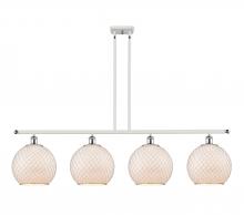  516-4I-WPC-G121-10CSN - Farmhouse Chicken Wire - 4 Light - 48 inch - White Polished Chrome - Cord hung - Island Light