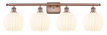  516-4W-AC-G1217-8WV - White Venetian - 4 Light - 38 inch - Antique Copper - Bath Vanity Light