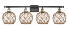  516-4W-BAB-G122-8RB - Farmhouse Rope - 4 Light - 38 inch - Black Antique Brass - Bath Vanity Light