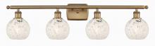  516-4W-BB-G1216-6WM - White Mouchette - 4 Light - 36 inch - Brushed Brass - Bath Vanity Light