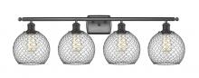  516-4W-BK-G122-8CBK - Farmhouse Chicken Wire - 4 Light - 38 inch - Matte Black - Bath Vanity Light