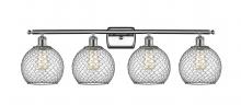  516-4W-PC-G122-8CBK - Farmhouse Chicken Wire - 4 Light - 38 inch - Polished Chrome - Bath Vanity Light