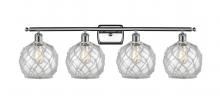  516-4W-PC-G122-8RW - Farmhouse Rope - 4 Light - 38 inch - Polished Chrome - Bath Vanity Light