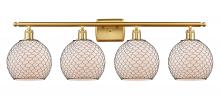  516-4W-SG-G121-8CBK - Farmhouse Chicken Wire - 4 Light - 38 inch - Satin Gold - Bath Vanity Light