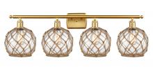  516-4W-SG-G122-8RB - Farmhouse Rope - 4 Light - 38 inch - Satin Gold - Bath Vanity Light