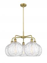  516-5CR-BB-G1215-10 - Athens Water Glass - 5 Light - 28 inch - Brushed Brass - Chandelier