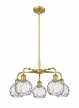  516-5CR-BB-G1215-6 - Athens Water Glass - 5 Light - 24 inch - Brushed Brass - Chandelier