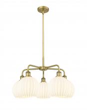  516-5CR-BB-G1217-8WV - White Venetian - 5 Light - 26 inch - Brushed Brass - Chandelier