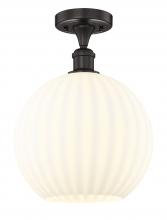  616-1F-OB-G1217-12WV - White Venetian - 1 Light - 12 inch - Oil Rubbed Bronze - Semi-Flush Mount