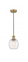  616-1P-BB-G1013 - Belfast - 1 Light - 6 inch - Brushed Brass - Cord hung - Mini Pendant