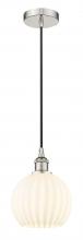  616-1P-PN-G1217-8WV - White Venetian - 1 Light - 8 inch - Polished Nickel - Cord Hung - Mini Pendant