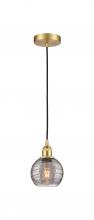  616-1P-SG-G1213-6SM - Athens Deco Swirl - 1 Light - 6 inch - Satin Gold - Cord hung - Mini Pendant