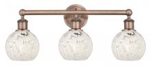  616-3W-AC-G1216-6WM - White Mouchette - 3 Light - 24 inch - Antique Copper - Bath Vanity Light