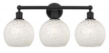  616-3W-BK-G1216-8WM - White Mouchette - 3 Light - 26 inch - Matte Black - Bath Vanity Light