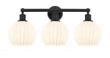  616-3W-BK-G1217-8WV - White Venetian - 3 Light - 26 inch - Matte Black - Bath Vanity Light