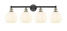  616-4W-BAB-G1217-8WV - White Venetian - 4 Light - 35 inch - Black Antique Brass - Bath Vanity Light